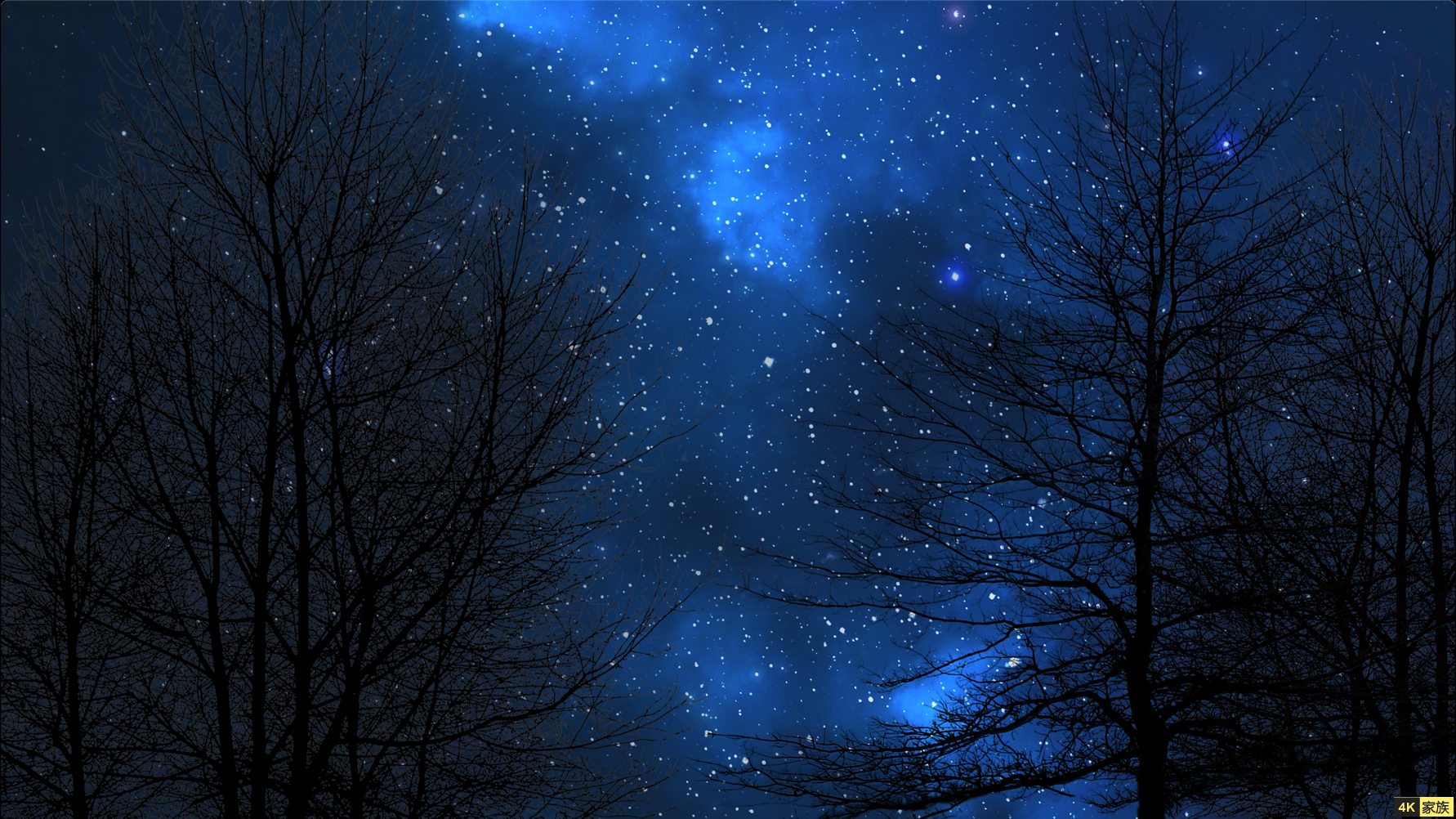 童话般的夜空 蓝色星云 4K梦境 现场墙纸 第2张